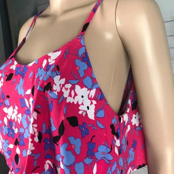 Elle Sundress Large Pink Purple Floral Print Ruffled Cute Casual Dress Summer - Picture 10 of 15